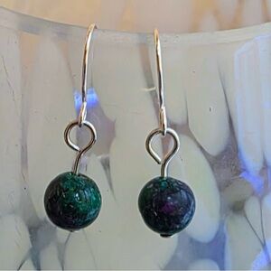 Elegant Silver and Moss Agate Earrings